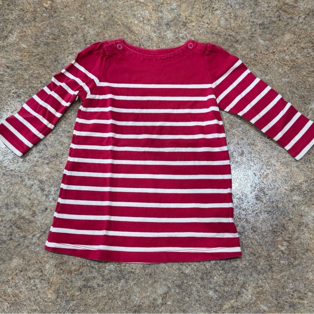 babyGap Pink & White Striped Long-Sleeve Dress – Size 12–18 Months
